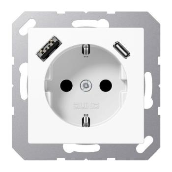 Jung A1520-15CAWW Steckdose mit USB Typ AC, AS500 alpinweiss
